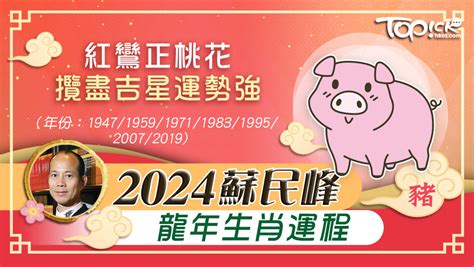 2024肖豬|2024蘇民峰生肖運程 肖豬紅鸞桃花年 肖虎肖兔財運稱霸